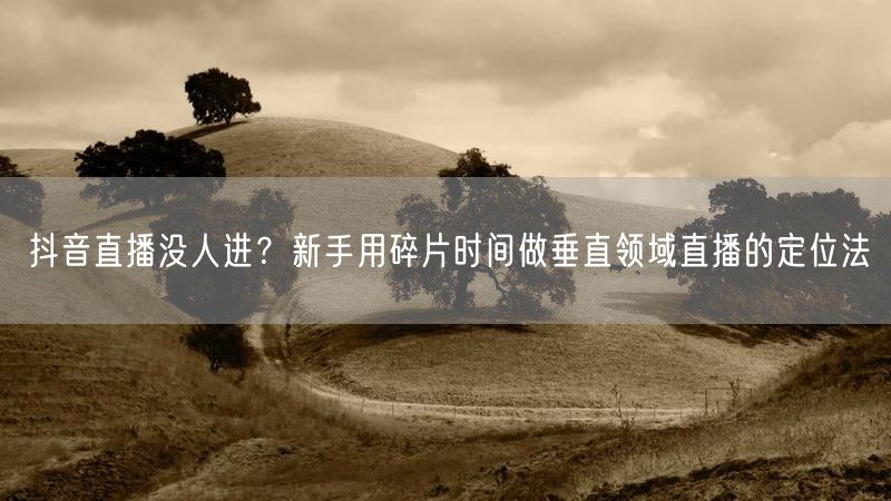 抖音直播没人进？新手用碎片时间做垂直领域直播的定位法