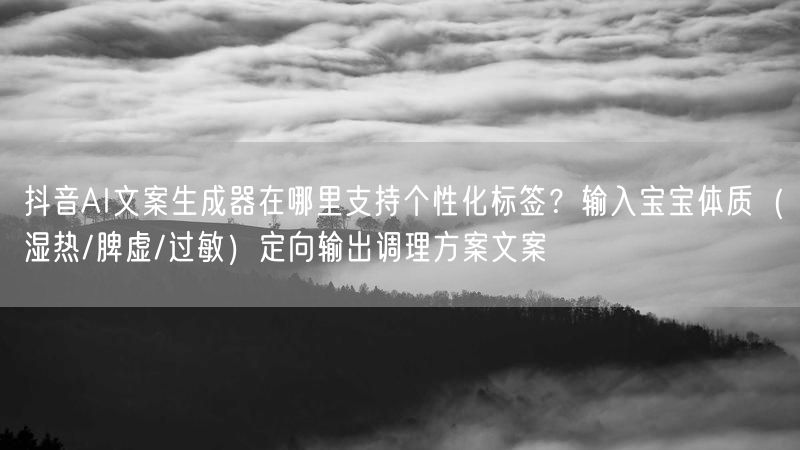 抖音AI文案生成器在哪里支持个性化标签？输入宝宝体质（湿热/脾虚/过敏）定向输出调理方案文案