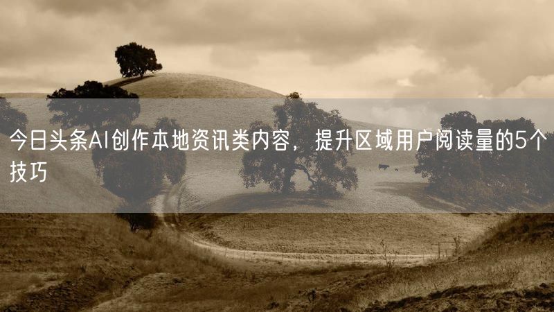 今日头条AI创作本地资讯类内容，提升区域用户阅读量的5个技巧