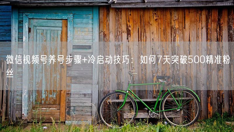微信视频号养号步骤+冷启动技巧：如何7天突破500精准粉丝