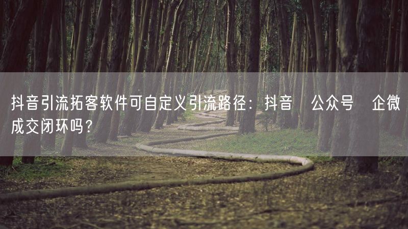 抖音引流拓客软件可自定义引流路径：抖音→公众号→企微→成交闭环吗？