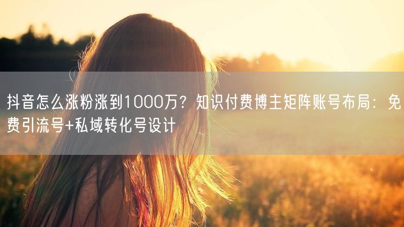 抖音怎么涨粉涨到1000万？知识付费博主矩阵账号布局：免费引流号+私域转化号设计