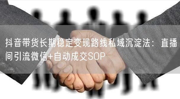 抖音带货长期稳定变现路线私域沉淀法：直播间引流微信+自动成交SOP