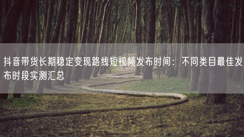 抖音带货长期稳定变现路线短视频发布时间：不同类目最佳发布时段实测汇总