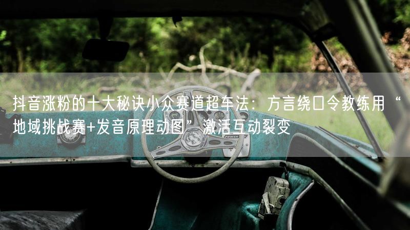抖音涨粉的十大秘诀小众赛道超车法：方言绕口令教练用“地域挑战赛+发音原理动图”激活互动裂变