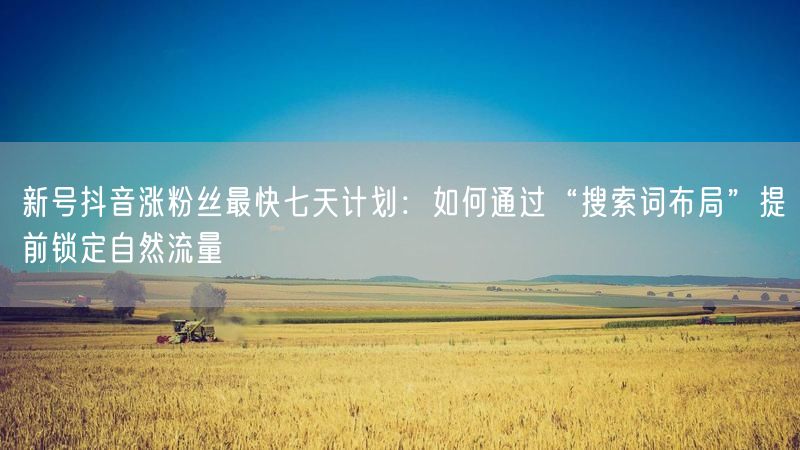 新号抖音涨粉丝最快七天计划：如何通过“搜索词布局”提前锁定自然流量